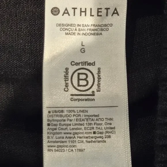 Athleta Retreat High Rise Linen Ankle Pant Black L Elastic Waist Pockets - Picture 9 of 11